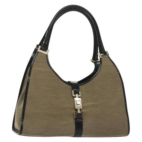 GUCCI GG Canvas Jackie Hand Bag Beige Gold 002 002 - Picture 1 of 16